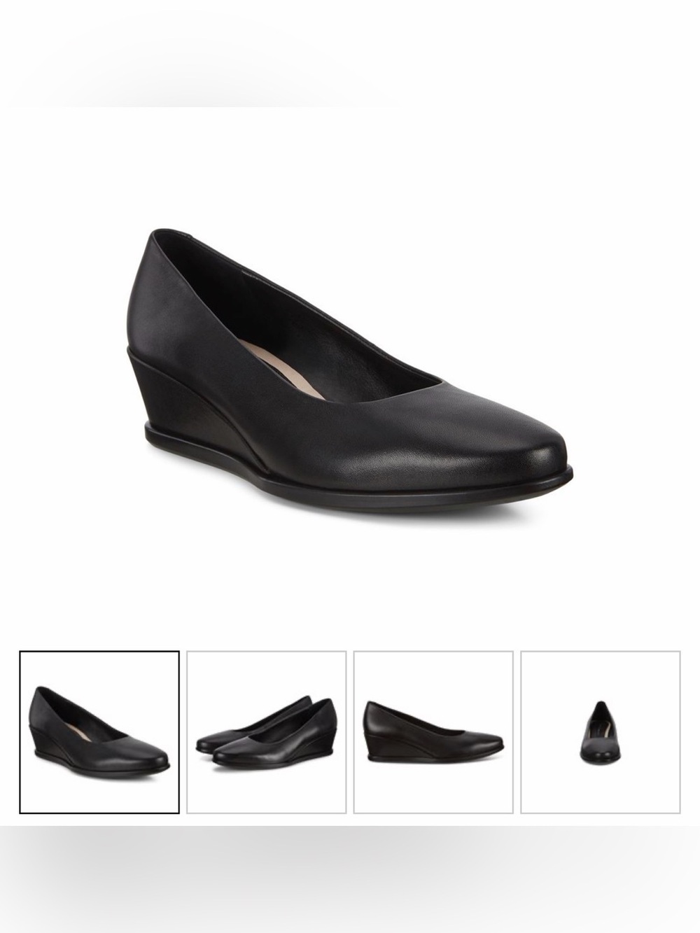 Ecco Shape 45 Wedge Black Leather Pumps Size 7 - Picture 2 of 10